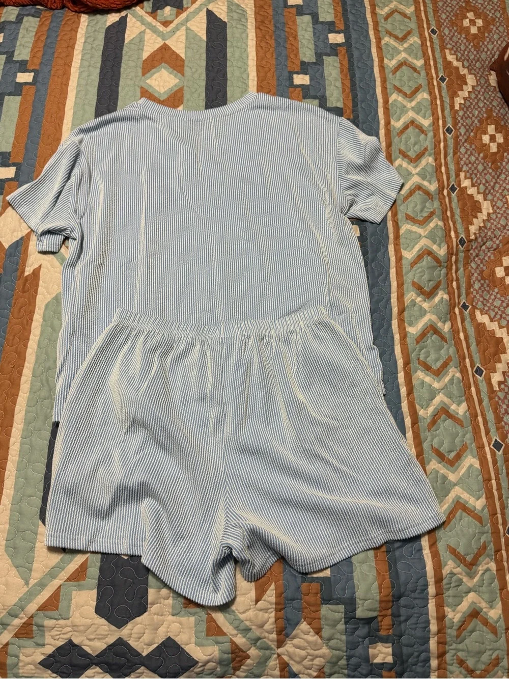 Light Blue Women’s Lounge Set - Soft Short Sleeve & Shorts
